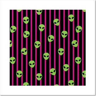 Pink Green Alien Posters and Art